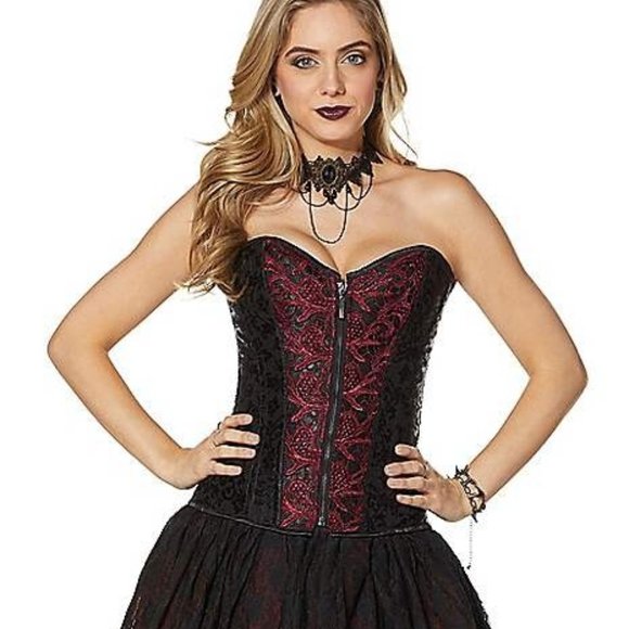 Dolls Kill Other - New Gorgeous Vampire Lace Black & Burgundy Corset